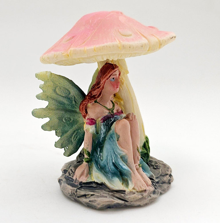 Innenmodell „Blumenfee unter Pilz“ Flügel blau - grün - 46mm x 55mm - Schneekugelhaus