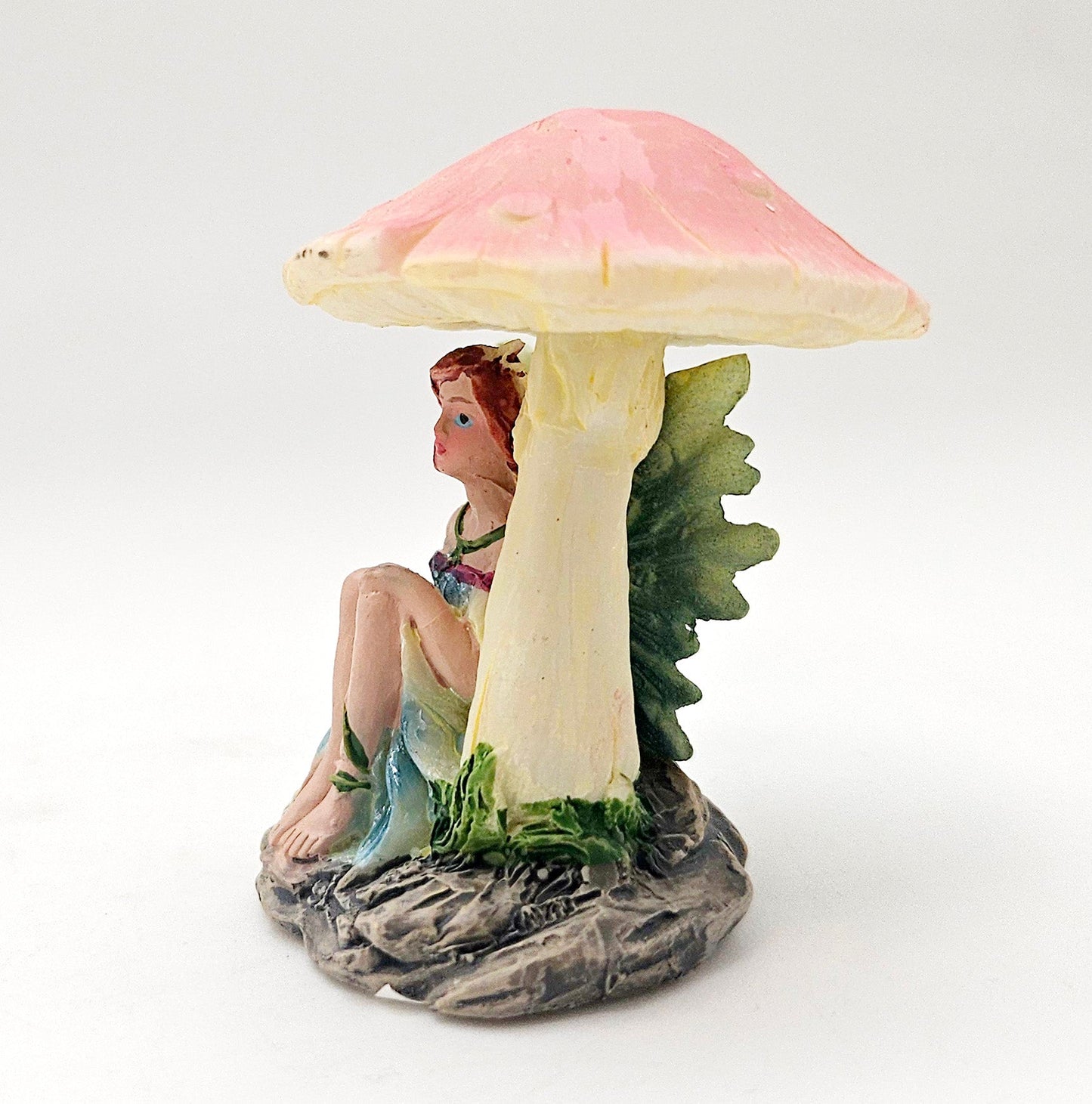 Innenmodell „Blumenfee unter Pilz“ Flügel blau - grün - 46mm x 55mm - Schneekugelhaus