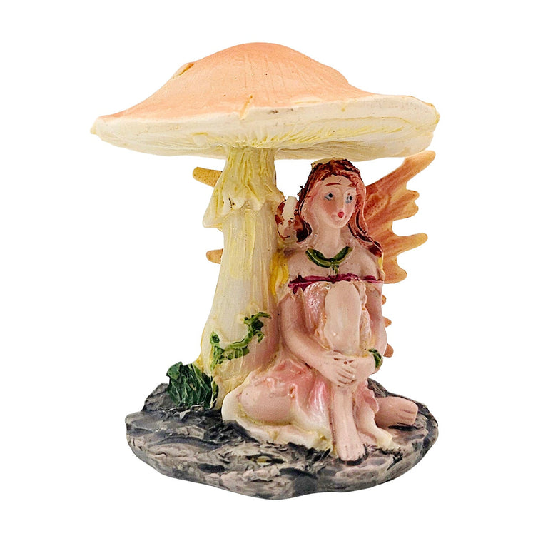 Innenmodell „Blumenfee unter Pilz“ Flügel orange - 46mm x 55mm - Schneekugelhaus