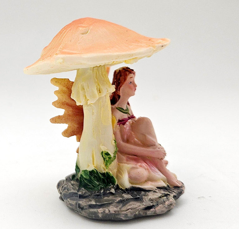 Innenmodell „Blumenfee unter Pilz“ Flügel orange - 46mm x 55mm - Schneekugelhaus