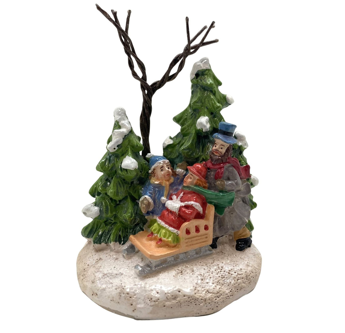Innenmodell "Familie mit Schlitten im Winterwald" - 55 x 77 mm - Schneekugelhaus