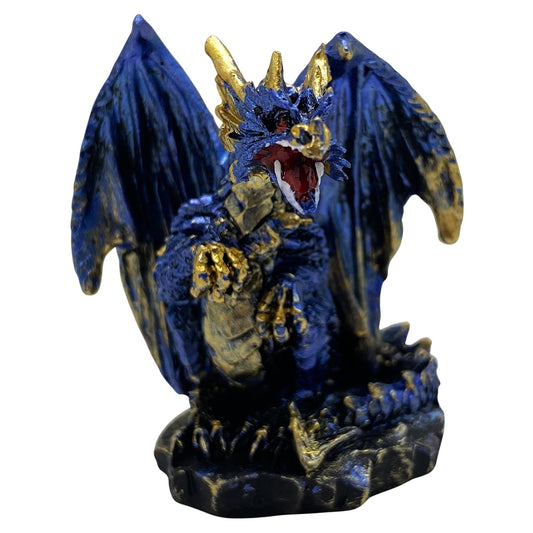 Innenmodell gold blauer Drache "stehend" - 50 x 55 mm - Schneekugelhaus