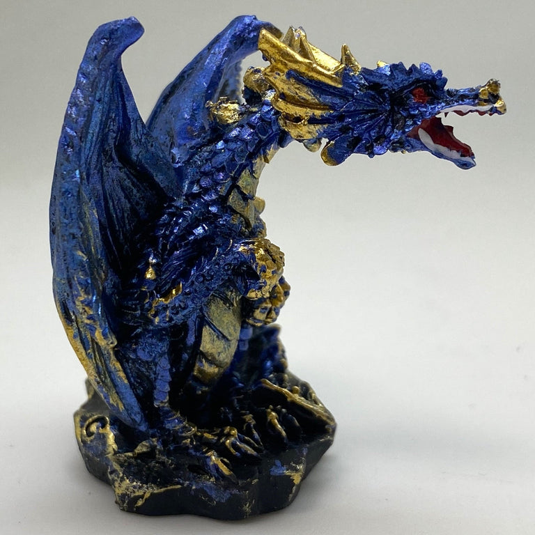 Innenmodell gold blauer Drache "stehend" - 50 x 55 mm - Schneekugelhaus