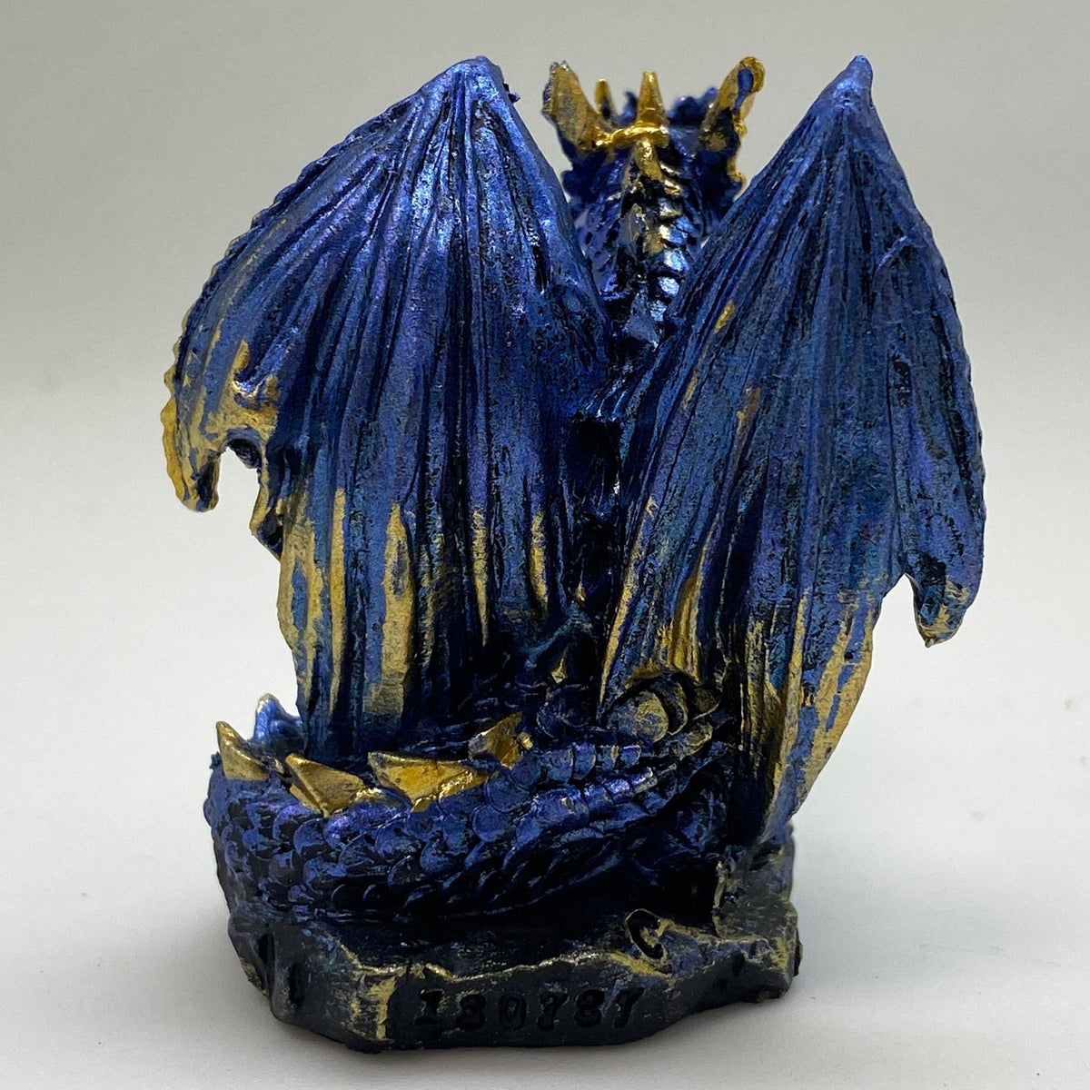 Innenmodell gold blauer Drache "stehend" - 50 x 55 mm - Schneekugelhaus
