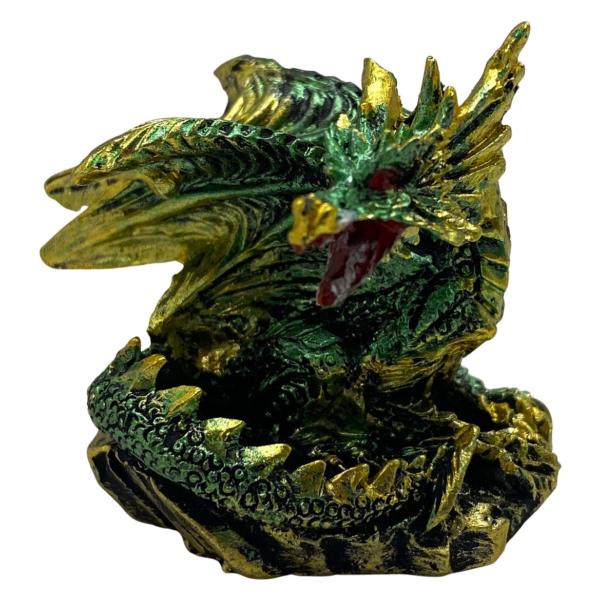 Innenmodell gold grün Drache "aufrecht sitzend" - 50 x 55 mm - Schneekugelhaus