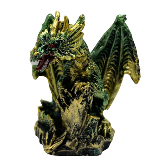 Innenmodell gold grün Drache "Kralle auf Stein" - 50 x 55 mm - Schneekugelhaus