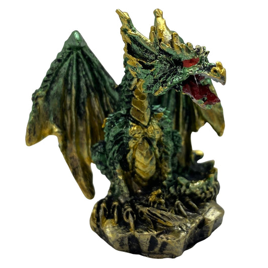 Innenmodell gold grün Drache "sitzend" - 50 x 55 mm - Schneekugelhaus