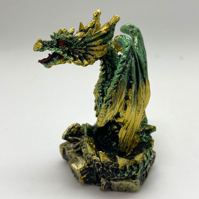Innenmodell gold grün Drache "sitzend" - 50 x 55 mm - Schneekugelhaus