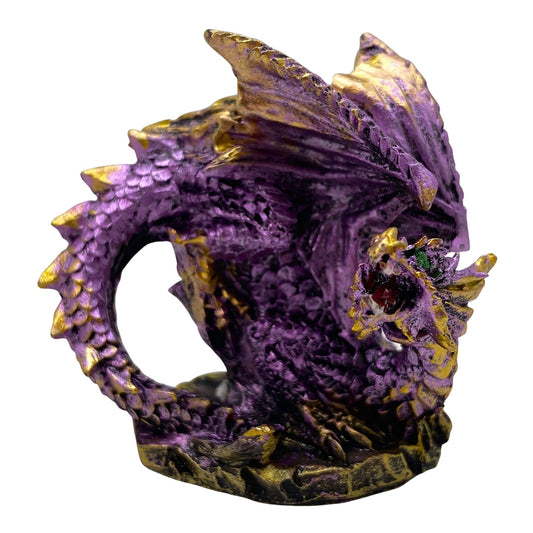 Innenmodell gold lila Drache "abwehrend" - 50 x 55 mm - Schneekugelhaus