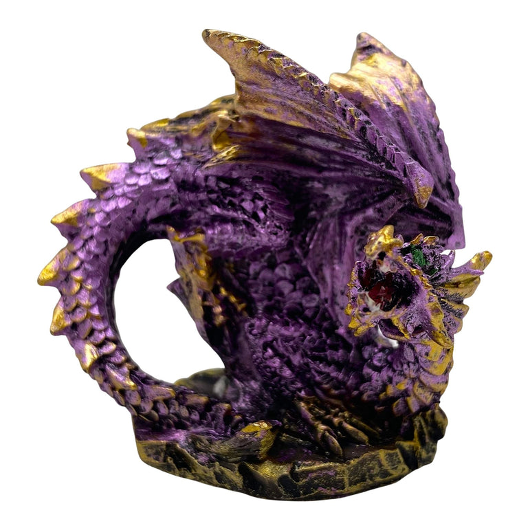 Innenmodell gold lila Drache "abwehrend" - 50 x 55 mm - Schneekugelhaus