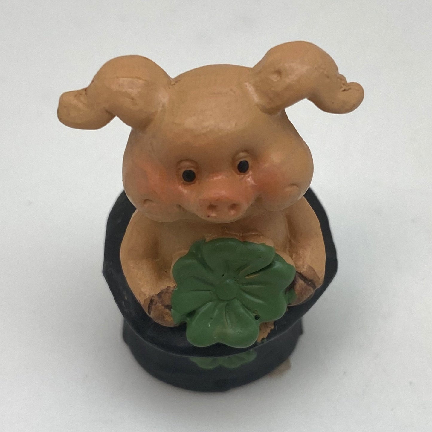 Innenmodell "Schwein mit Kleeblatt" - 30 x 47 mm - Schneekugelhaus