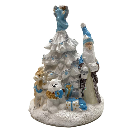 Innenmodell "Weihnachtsmann Christbaum weiß blau türkis" - 64 x 85 mm - Schneekugelhaus