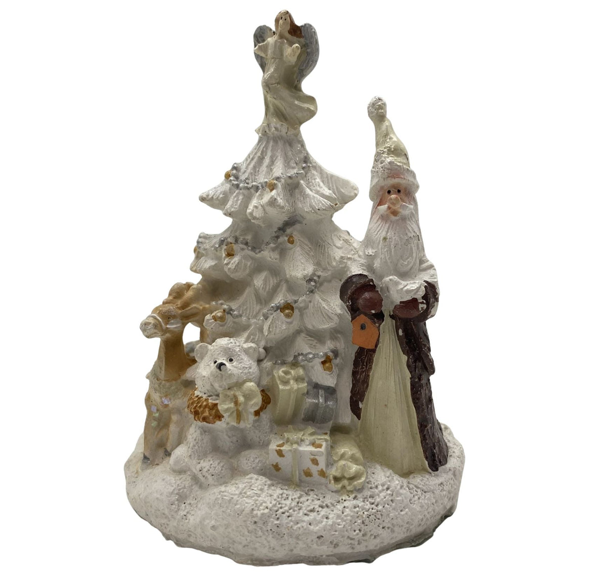 Innenmodell "Weihnachtsmann Christbaum weiß braun beige" - 64 x 85 mm - Schneekugelhaus