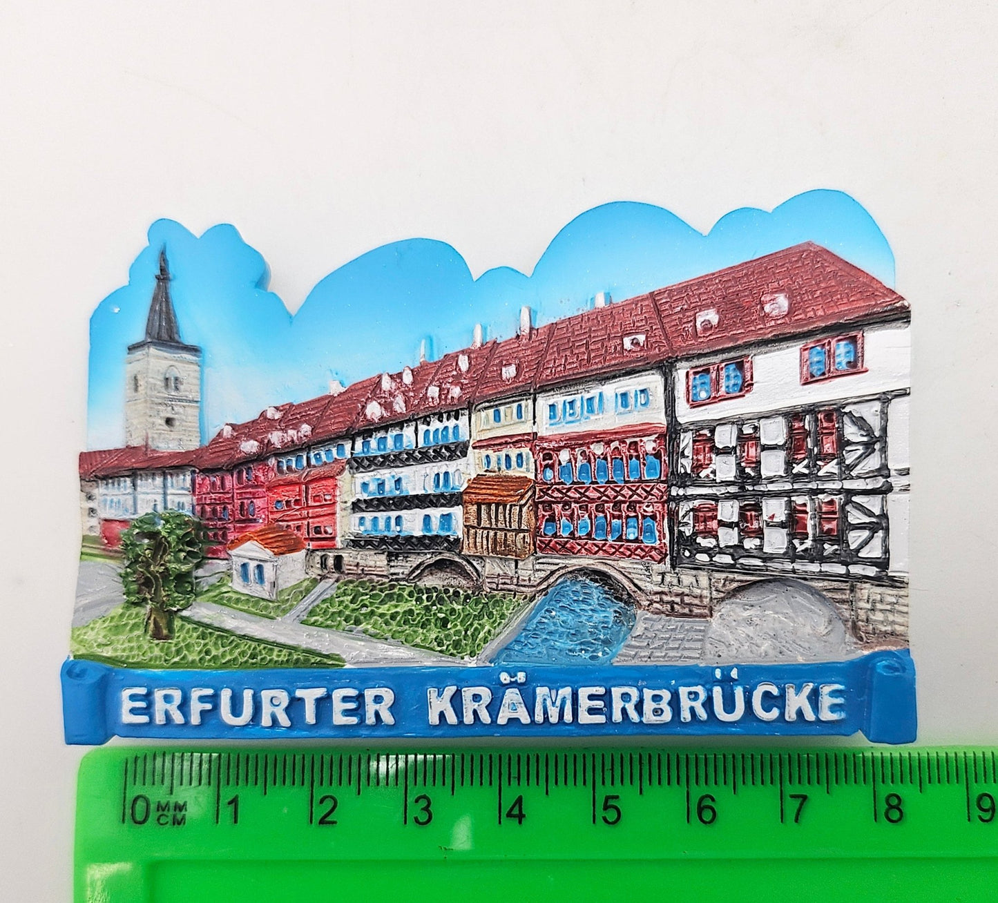 Kühlschrankmagnet Souvenir Erfurt Krämerbrücke 90 x 60 mm - Schneekugelhaus