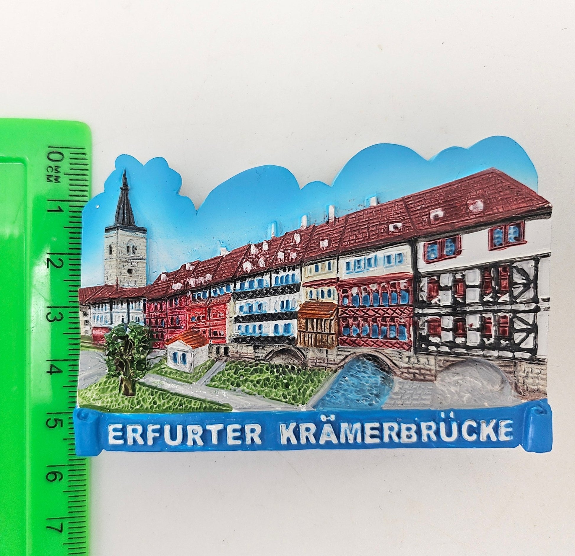 Kühlschrankmagnet Souvenir Erfurt Krämerbrücke 90 x 60 mm - Schneekugelhaus