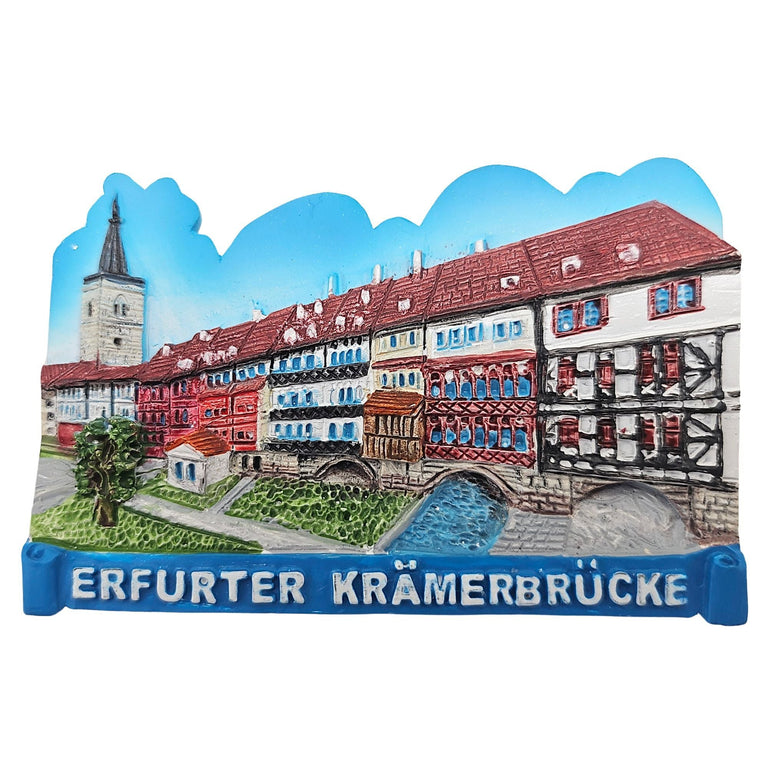 Kühlschrankmagnet Souvenir Erfurt Krämerbrücke 90 x 60 mm - Schneekugelhaus