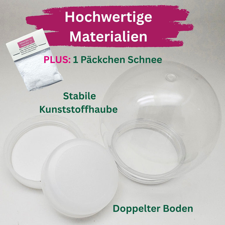 Kunststoff-Schneekugel rund Schraubverschluss 80 x 87 mm - incl. 1 x Schnee - Schneekugelhaus