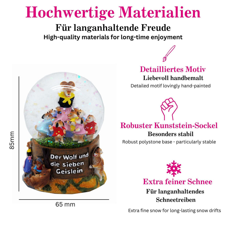 Märchen Schneekugel Wolf und 7 Geislein - Schneekugelhaus