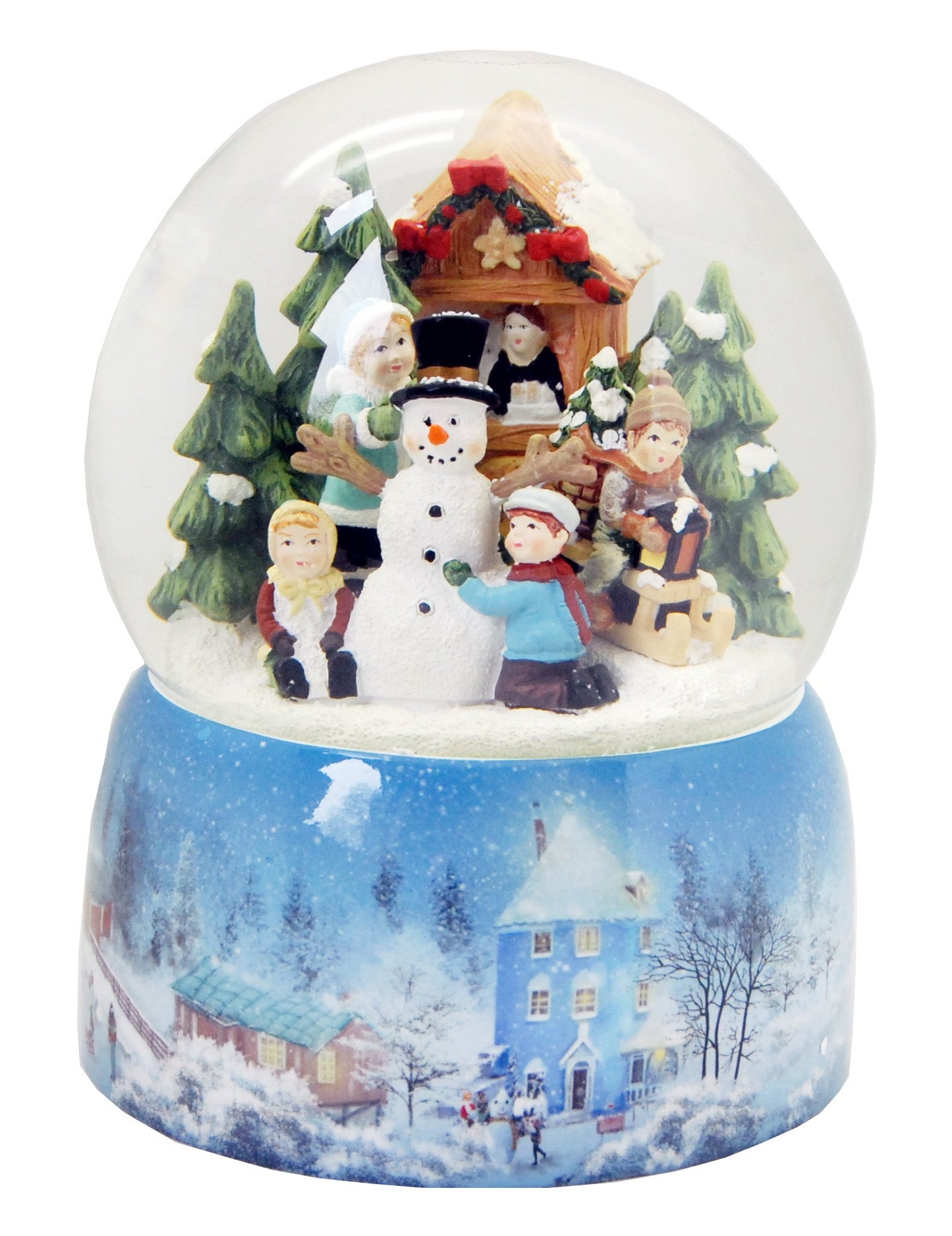 Mega Schneekugel Schneemann bauen mit Schneelandschaft - mit Musikspieluhr - Schneekugelhaus