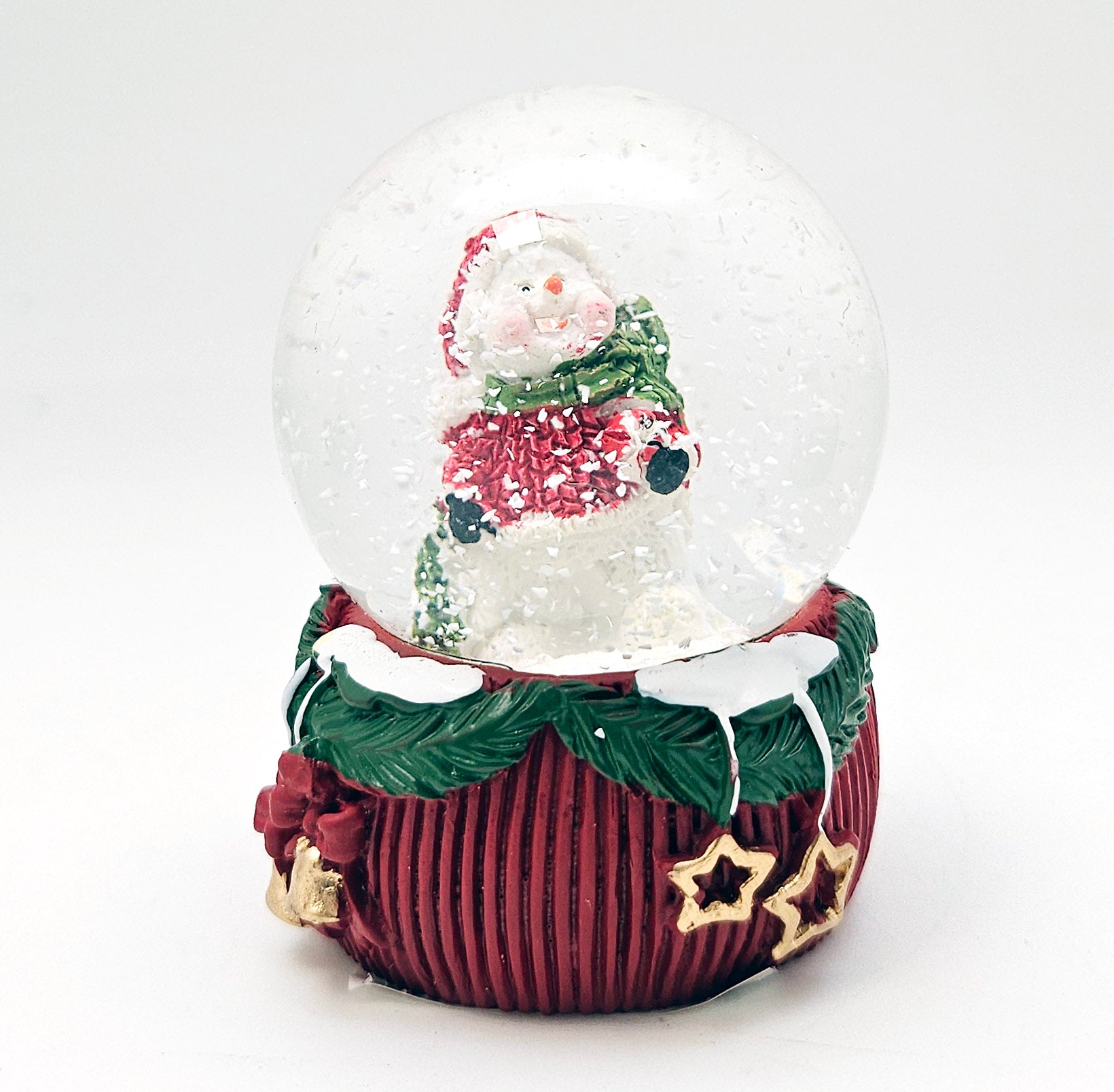Mini - Schneekugeln Schneemann auf Deko - Sockel 45mm Durchmesser - Schneekugelhaus