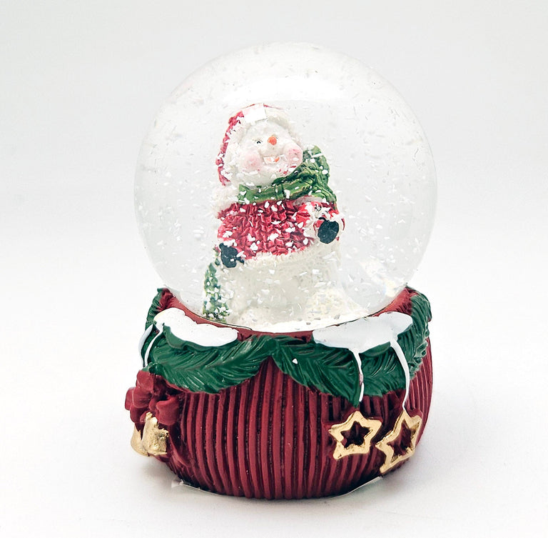 Mini - Schneekugeln Schneemann auf Deko - Sockel 45mm Durchmesser - Schneekugelhaus
