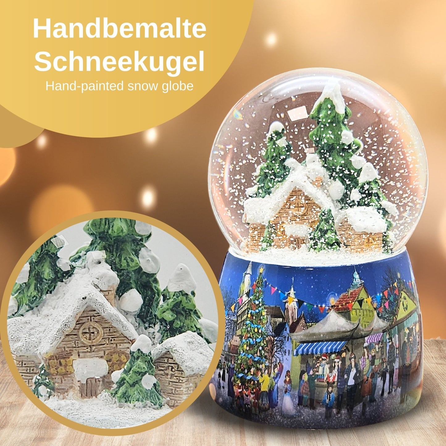 Nostalgie - Schneekugel Hüttenzauber mit Spieluhr - 100mm Durchmesser - Schneekugelhaus