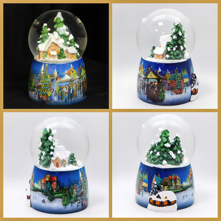 Nostalgie - Schneekugel Hüttenzauber mit Spieluhr - 100mm Durchmesser - Schneekugelhaus