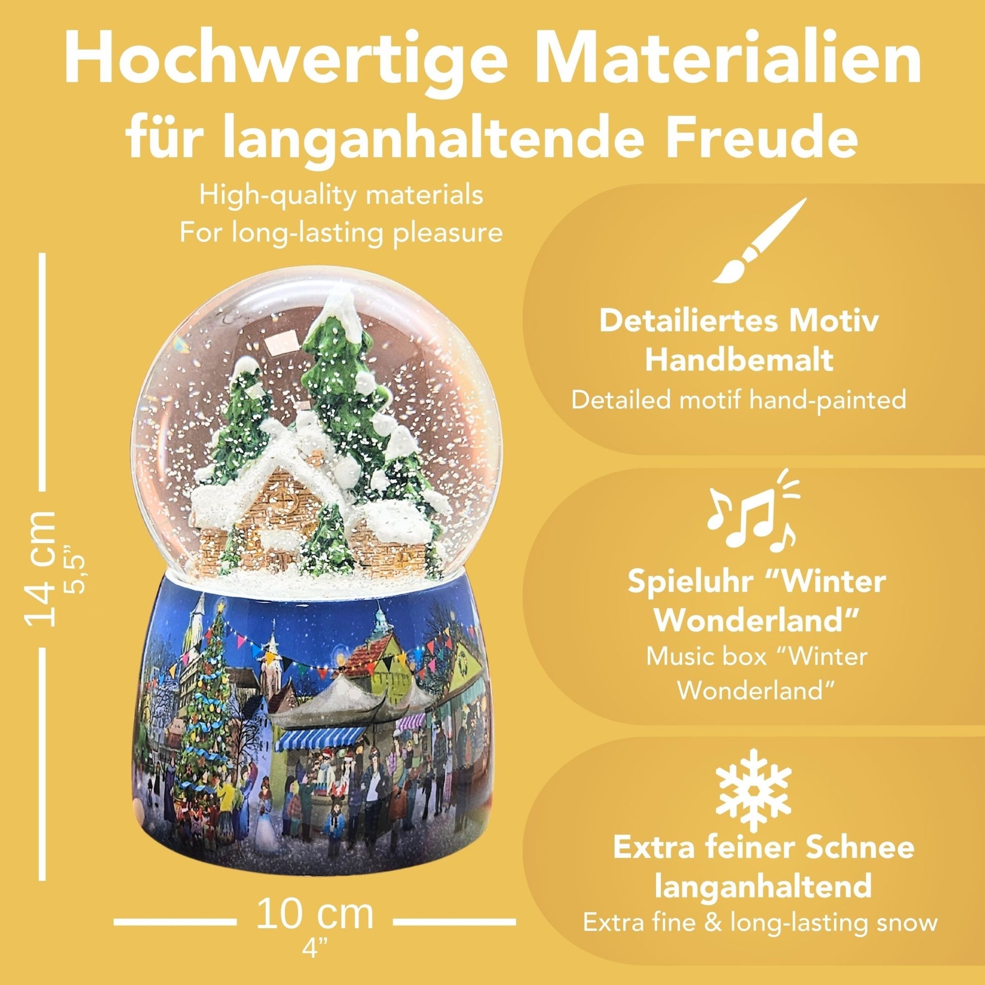 Nostalgie - Schneekugel Hüttenzauber mit Spieluhr - 100mm Durchmesser - Schneekugelhaus