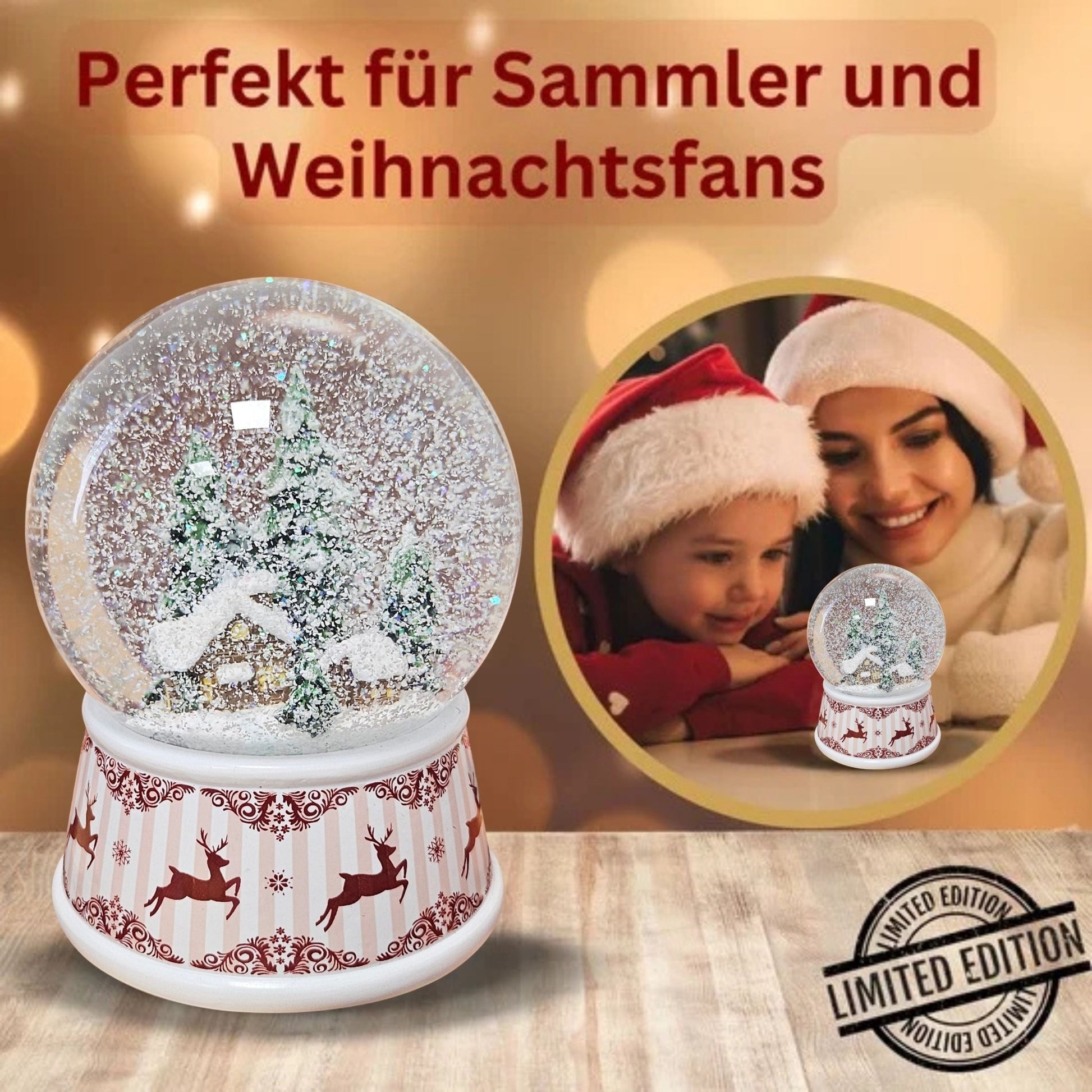 Nostalgische Schneekugel Berghütte Hüttenzauber 100 mm Durchmesser mit Spieluhr - Schneekugelhaus