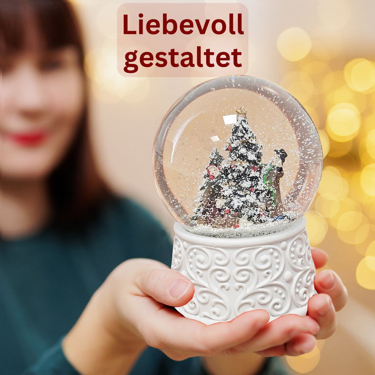 Nostalgische Schneekugel Christbaum schmücken Ornamente 100 mm Durchmesser mit Spieluhr - Schneekugelhaus