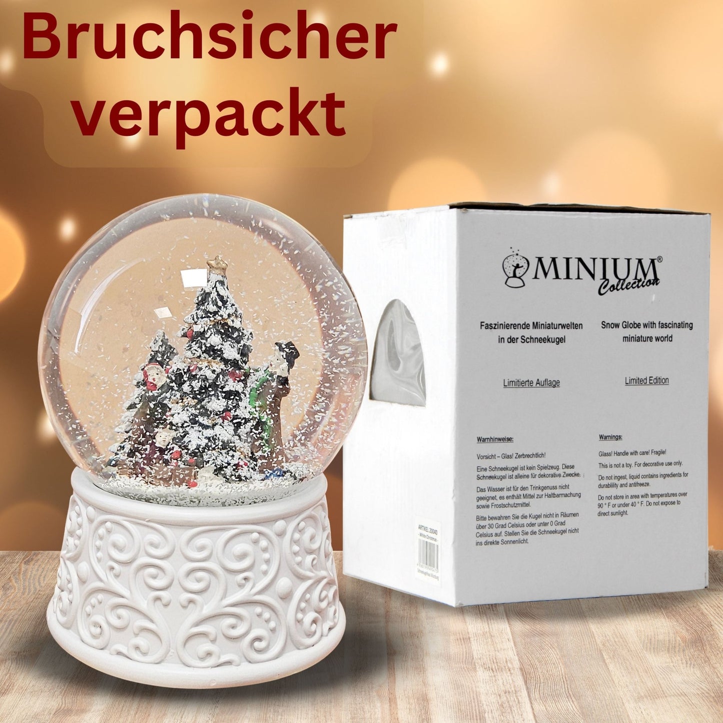 Nostalgische Schneekugel Christbaum schmücken Ornamente 100 mm Durchmesser mit Spieluhr - Schneekugelhaus