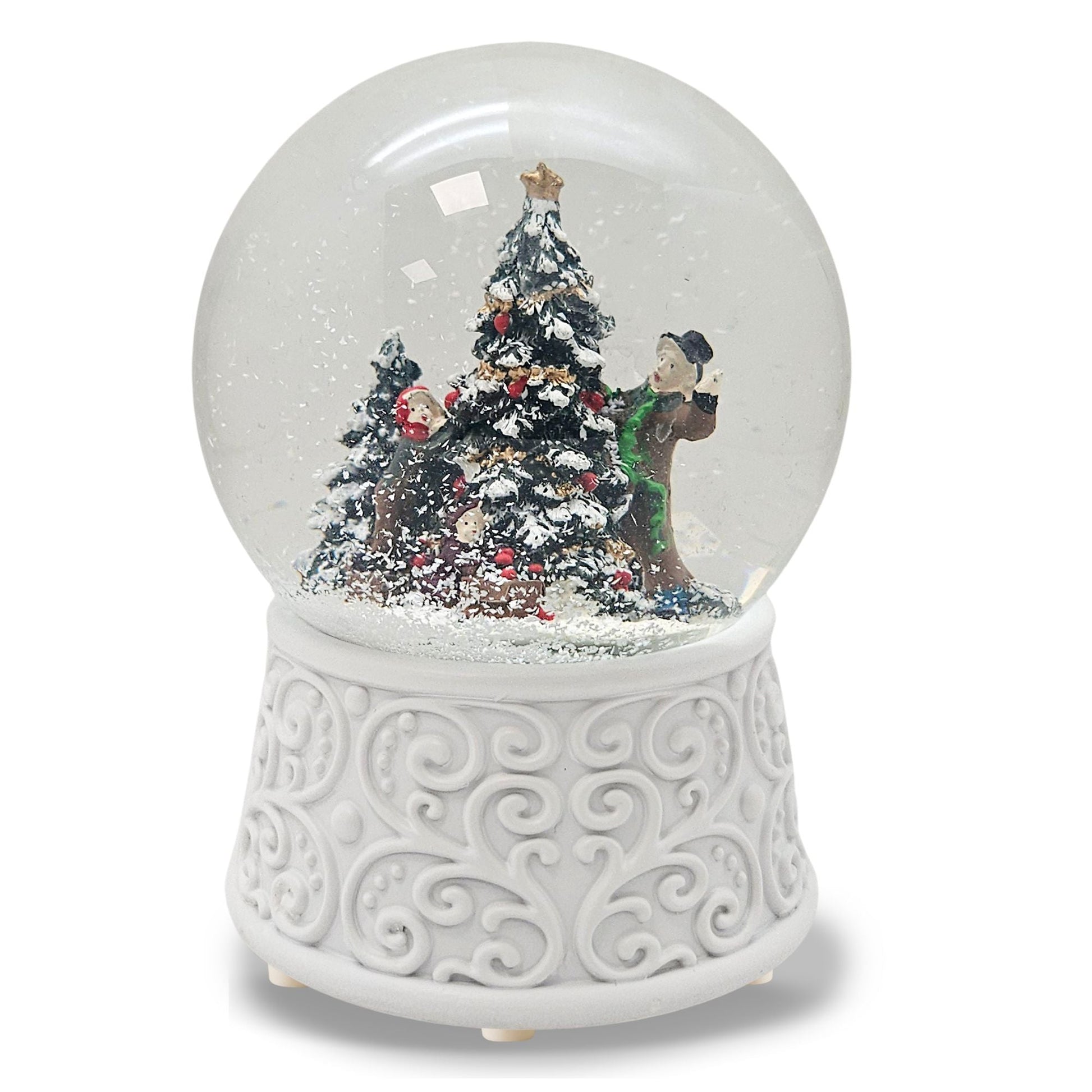 Nostalgische Schneekugel Christbaum schmücken Ornamente 100 mm Durchmesser mit Spieluhr - Schneekugelhaus