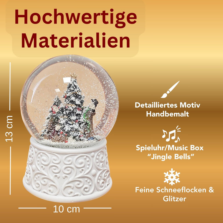Nostalgische Schneekugel Christbaum schmücken Ornamente 100 mm Durchmesser mit Spieluhr - Schneekugelhaus