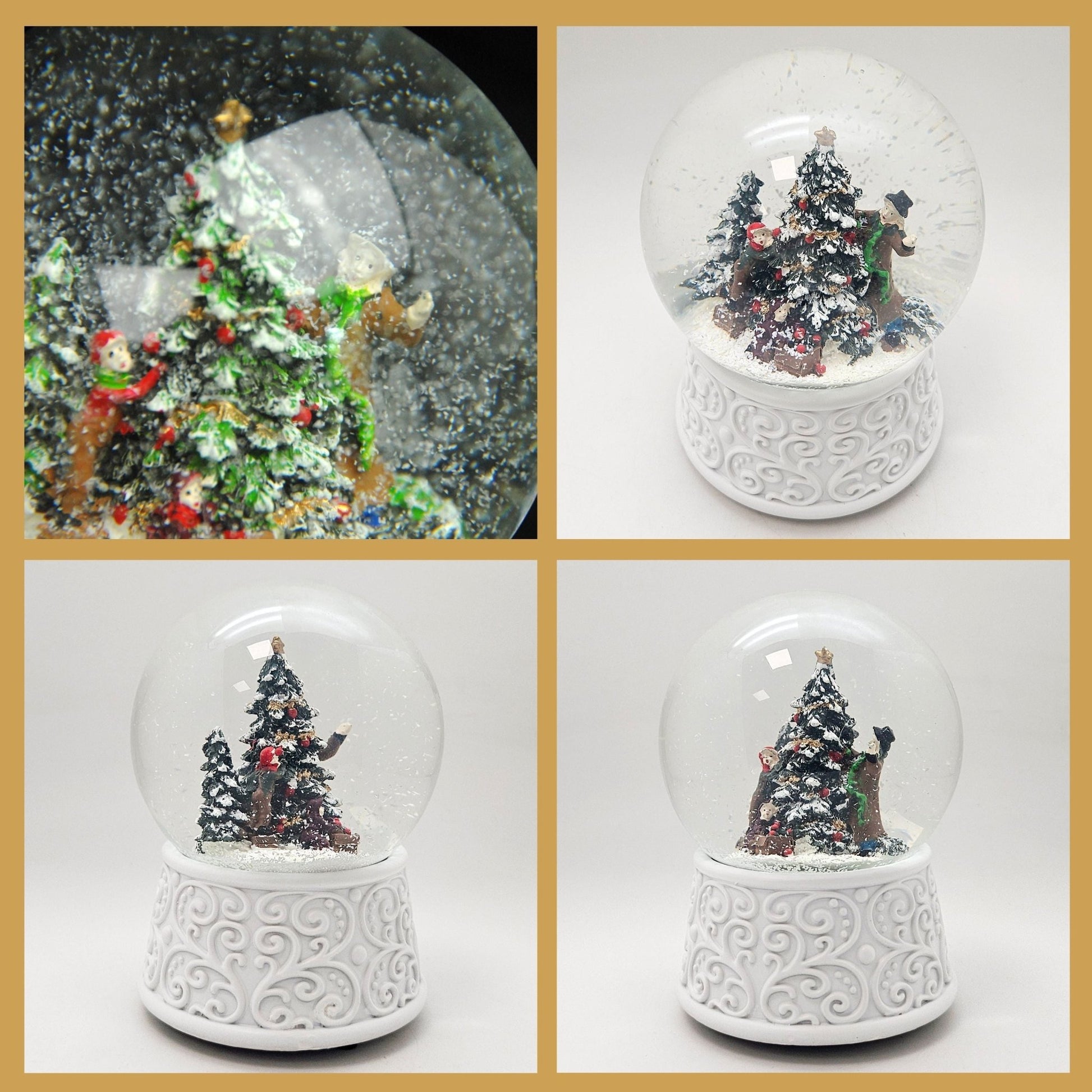 Nostalgische Schneekugel Christbaum schmücken Ornamente 100 mm Durchmesser mit Spieluhr - Schneekugelhaus