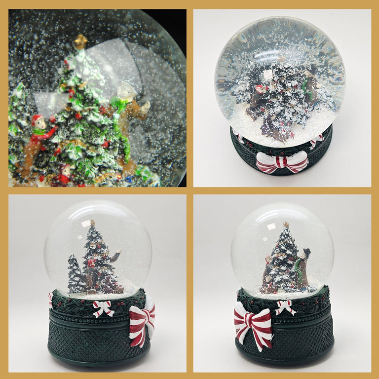 Nostalgische Schneekugel Christbaum schmücken Weihnachtsdekor grün 100 mm Durchmesser mit Spieluhr - Schneekugelhaus