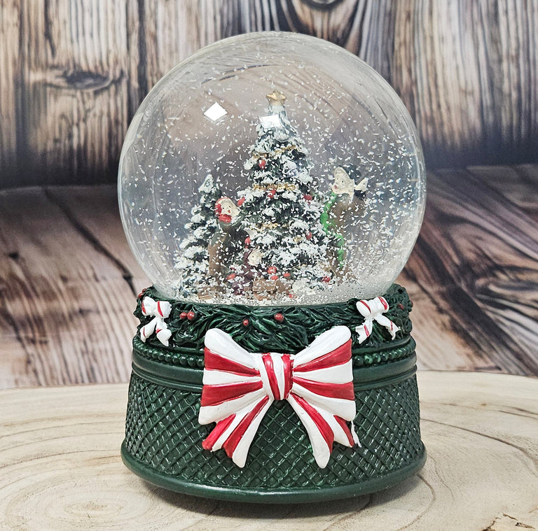 Nostalgische Schneekugel Christbaum schmücken Weihnachtsdekor grün 100 mm Durchmesser mit Spieluhr - Schneekugelhaus