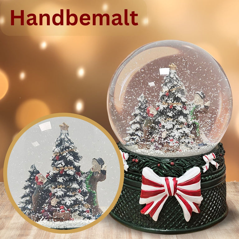 Nostalgische Schneekugel Christbaum schmücken Weihnachtsdekor grün 100 mm Durchmesser mit Spieluhr - Schneekugelhaus