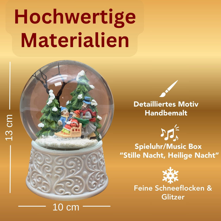 Nostalgische Schneekugel Familienspaziergang Ornamente 100 mm Durchmesser mit Spieluhr - Schneekugelhaus
