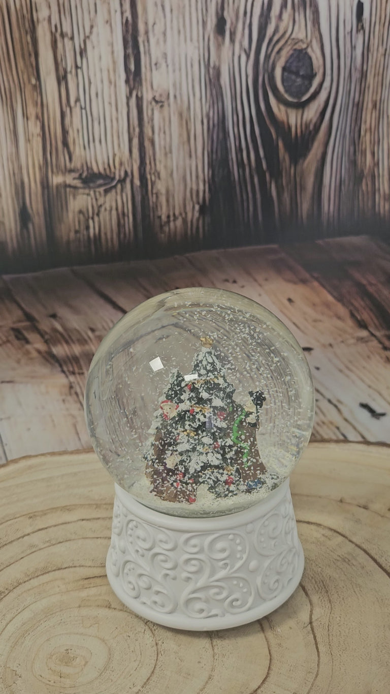Nostalgische Schneekugel Christbaum schmücken Ornamente 100 mm Durchmesser mit Spieluhr