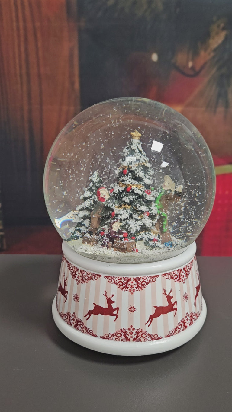 Nostalgische Schneekugel Weihnachtlicher Hüttenzauber 100 mm Durchmesser mit Spieluhr