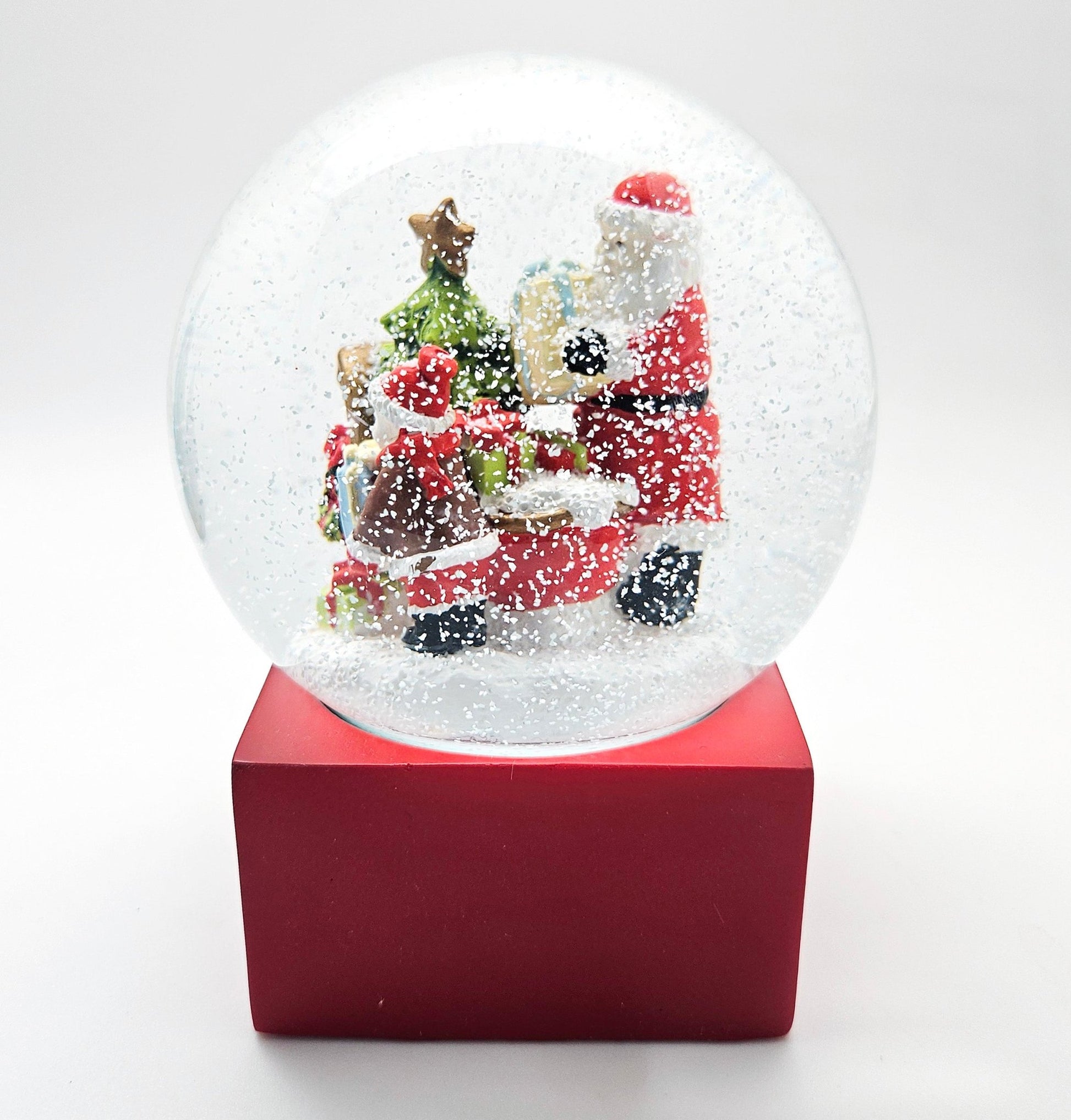Schneekugel Christmas Shopping rot eck "PURE - Line" 10 cm Durchmesser - Schneekugelhaus