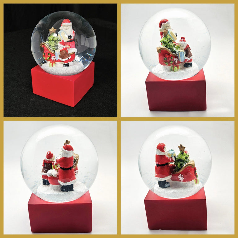 Schneekugel Christmas Shopping rot eck "PURE - Line" 10 cm Durchmesser - Schneekugelhaus
