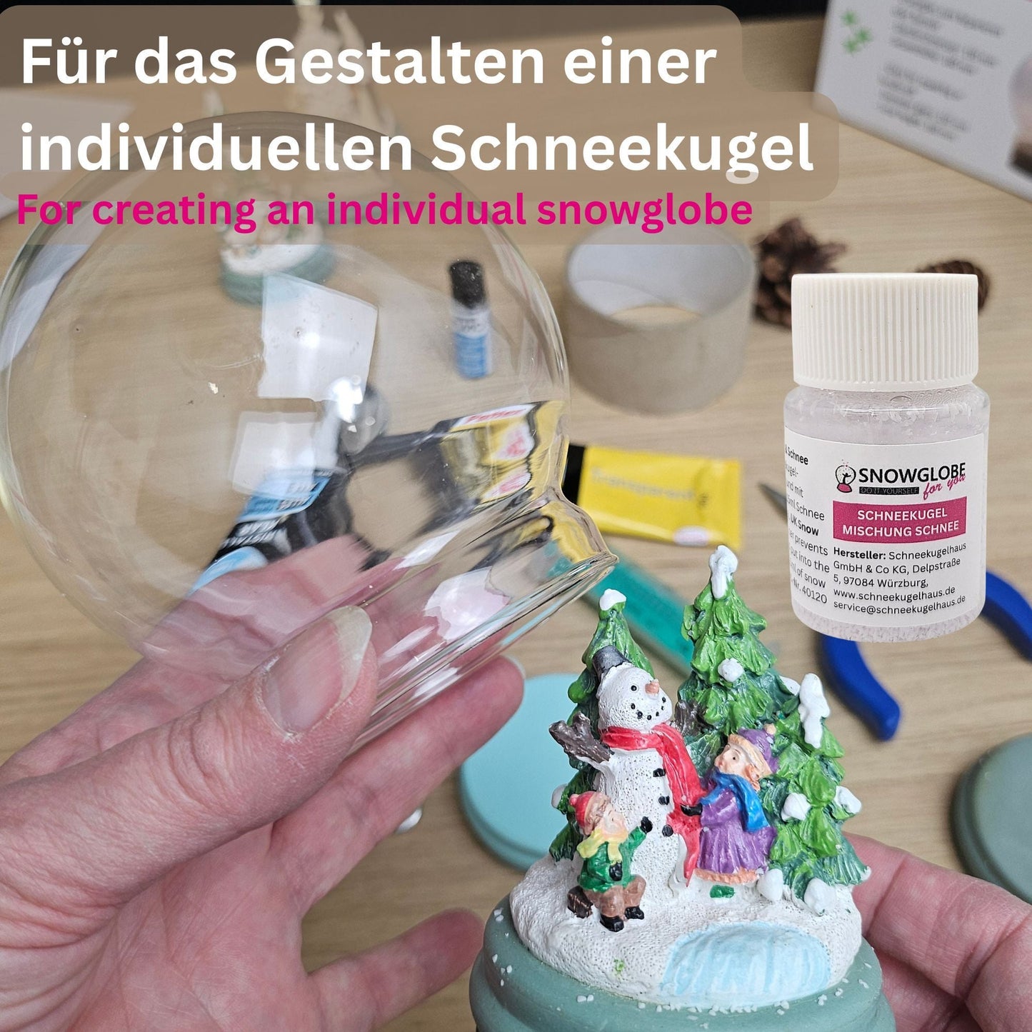 Schneekugel - Fertigmischung mit Wasserklar & feinem Schnee - Schneekugelhaus