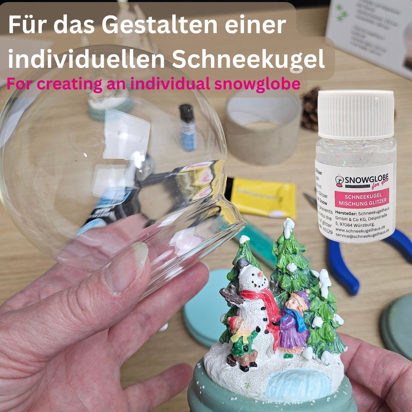 Schneekugel - Fertigmischung mit Wasserklar & Glitzer - Schneekugelhaus