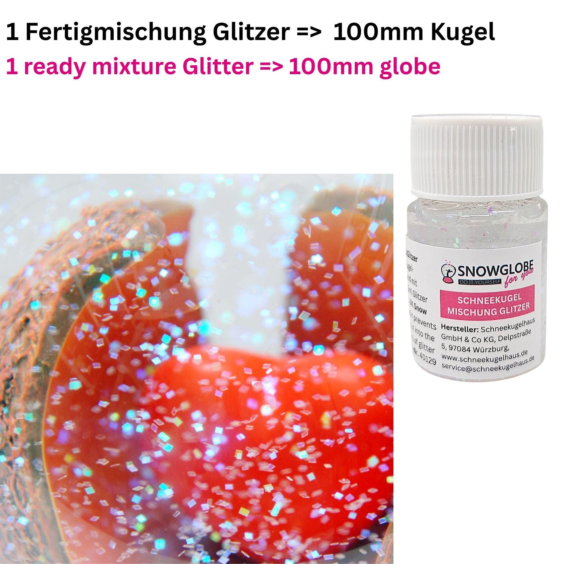 Schneekugel - Fertigmischung mit Wasserklar & Glitzer - Schneekugelhaus
