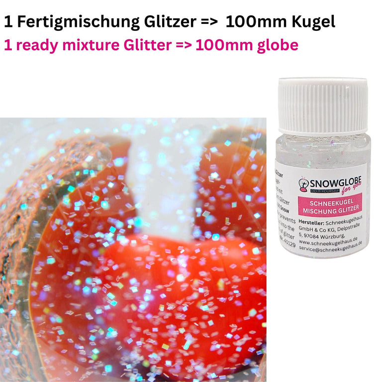 Schneekugel - Fertigmischung mit Wasserklar & Glitzer - Schneekugelhaus
