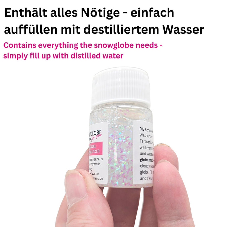 Schneekugel - Fertigmischung mit Wasserklar & Glitzer - Schneekugelhaus