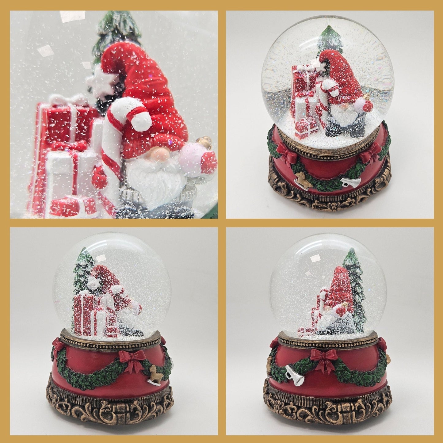 Schöne Schneekugel Wichtel Christbaum auf Sockel Weihnachtsdekor rot mm Durchmesser mit Spieluhr - Schneekugelhaus