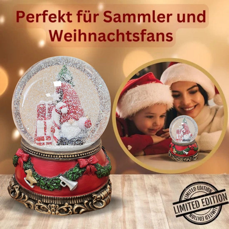 Schöne Schneekugel Wichtel Christbaum auf Sockel Weihnachtsdekor rot mm Durchmesser mit Spieluhr - Schneekugelhaus