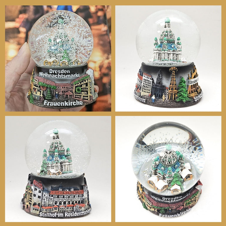 Souvenir Schneekugel Weihnachtsmarkt Dresden Rathaus B: 6,5 H: 8,5 - Schneekugelhaus